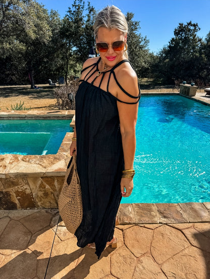 Blakeley Black Strappy Swimsuit Coverup