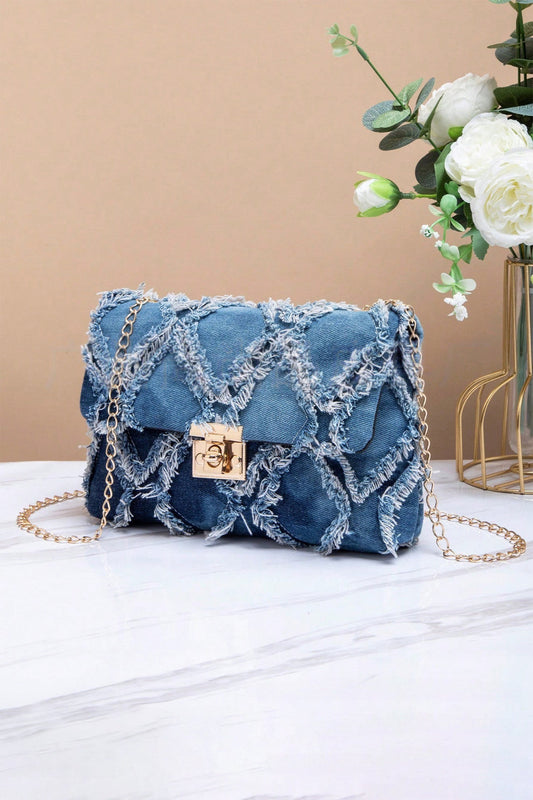 Denim Purse with Removeable Gold Chain