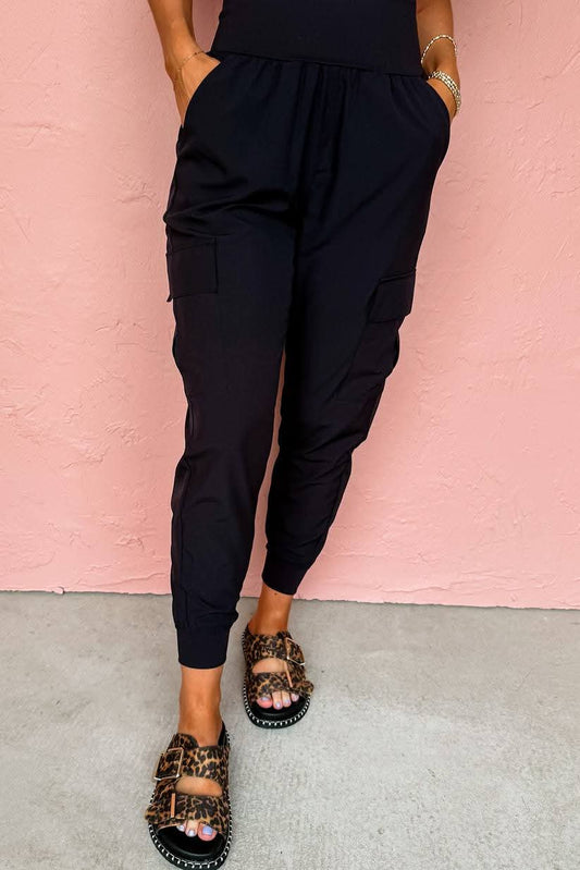 Black Cargo Joggers