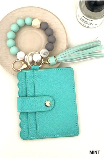 Aqua Green Wristlet Card Holder