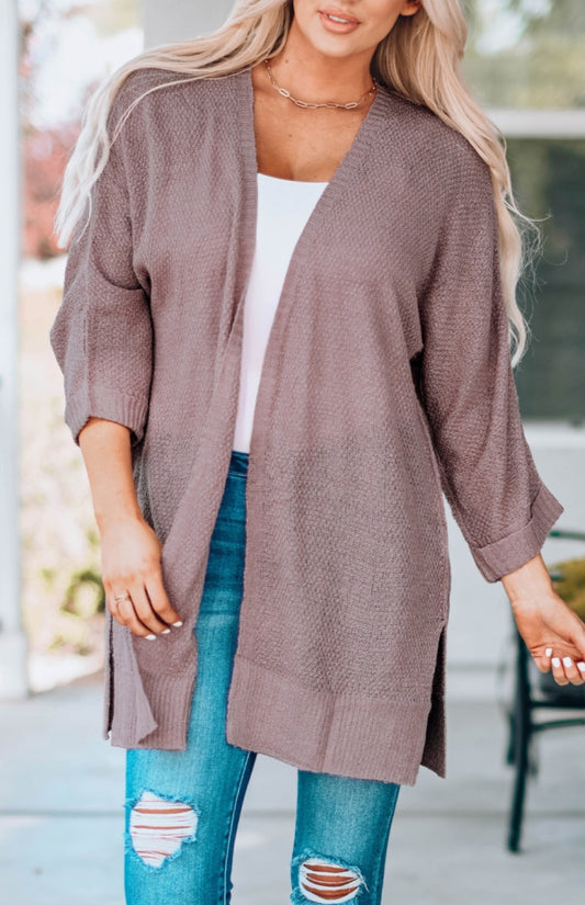 Lightweight Dusty Mauve Open Cardigan