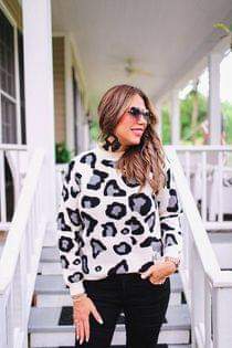 Jess Lea White Black Leopard Sweater