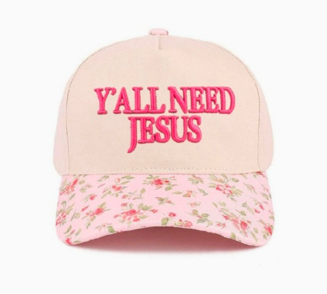 Y'ALL NEED JESUS TWO-TONE CANVAS COTTON Cap Hat