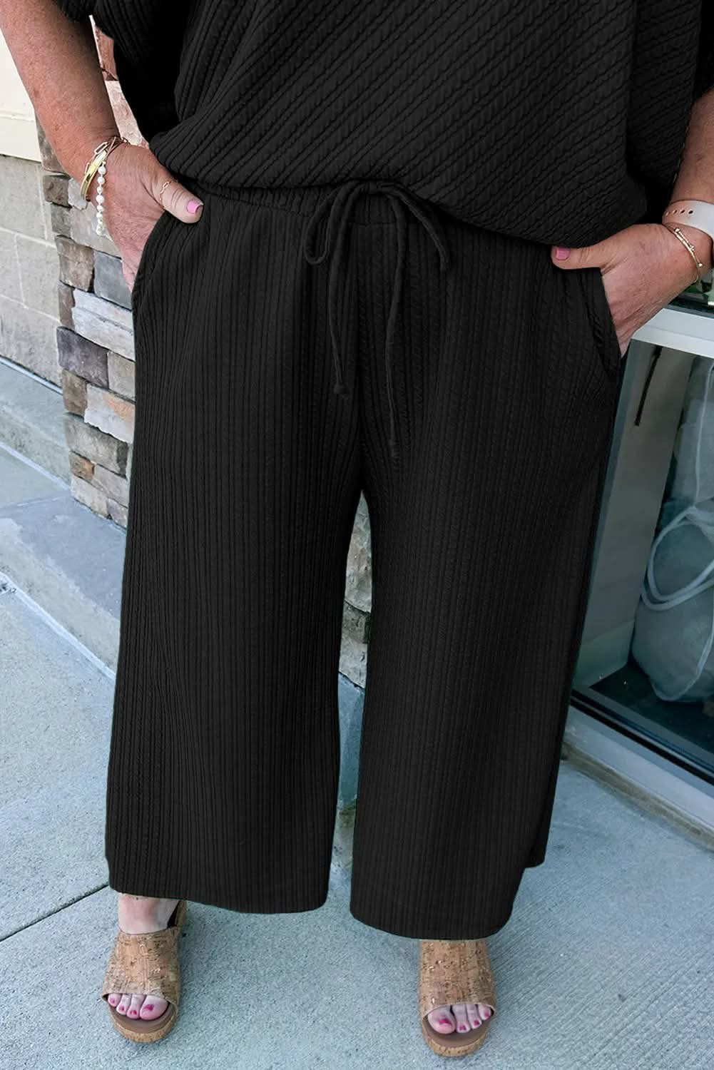 Plus Black 2 Piece Textured Set