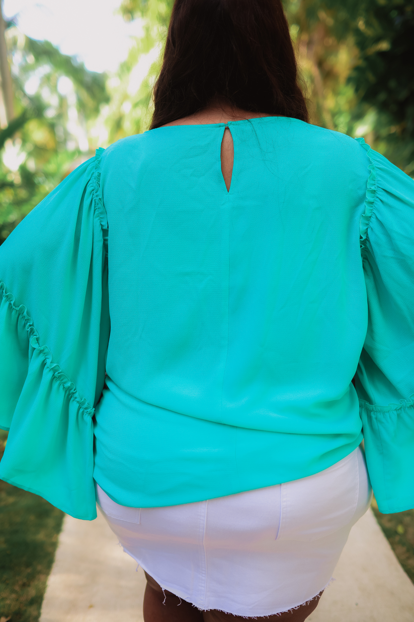 Plus Jess Lea Ruffled Sleeve Blouse