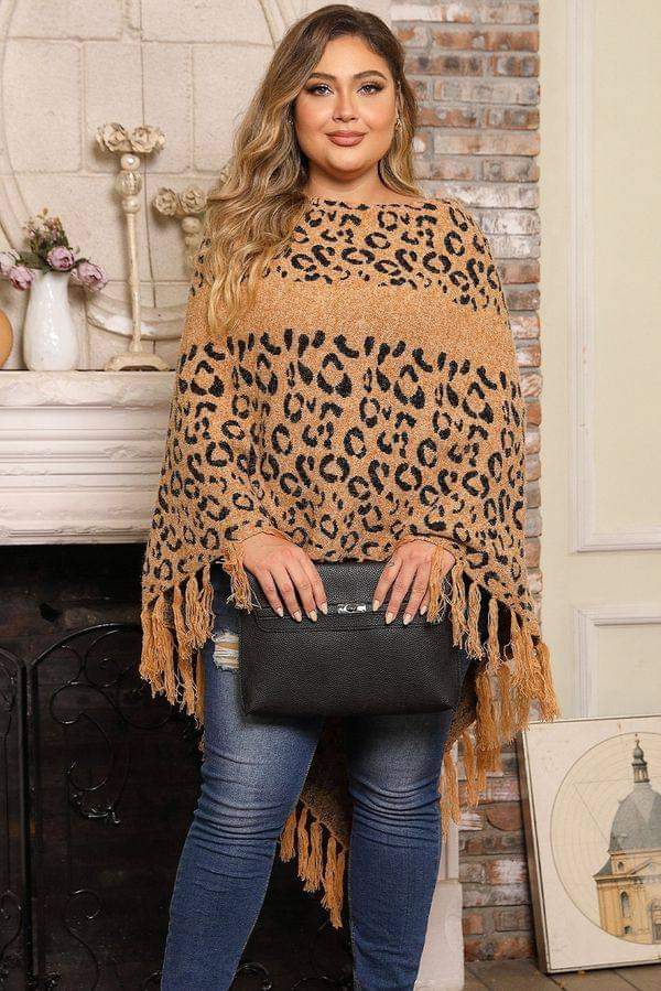 Leopard Sweater Poncho