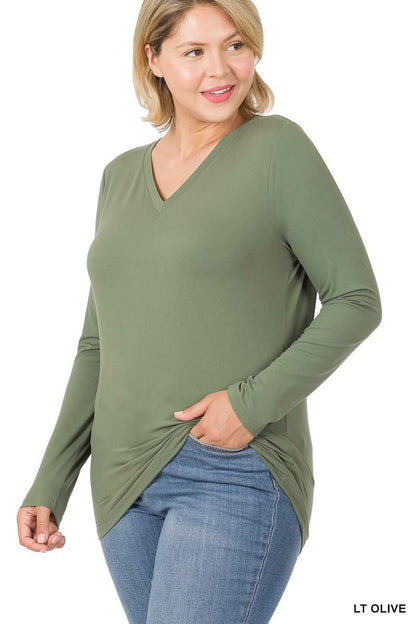 Plus Size Zenana V-neck Long Sleeve Top