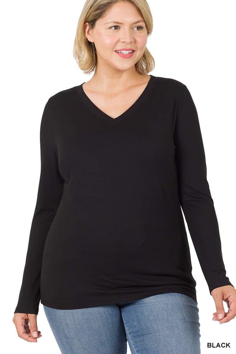 Plus Size Zenana V-neck Long Sleeve Top