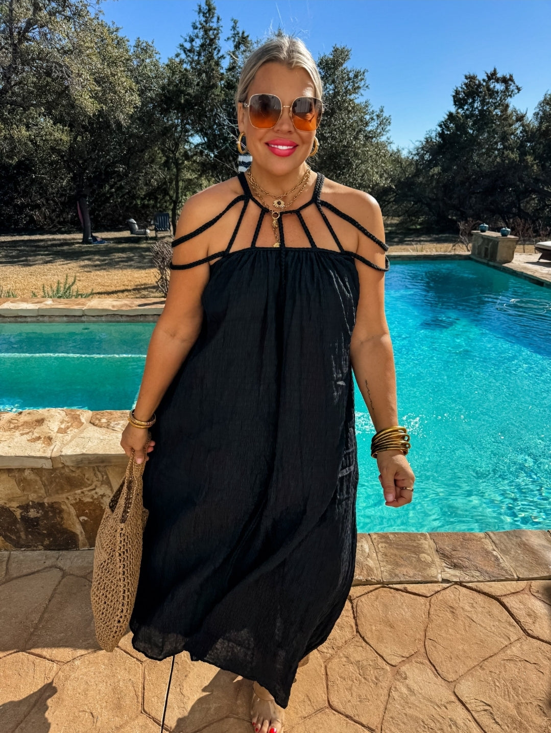 Blakeley Black Strappy Swimsuit Coverup