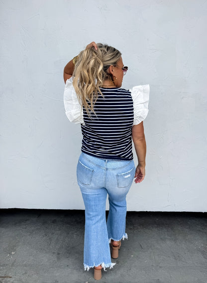 Blakeley Light Wash Denim Non-distressed Cropped Raw Hem Jeans