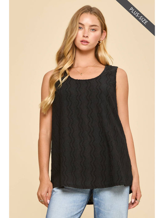 Andree by Unit Plus Size Black Textured Sleeveless Blouse
