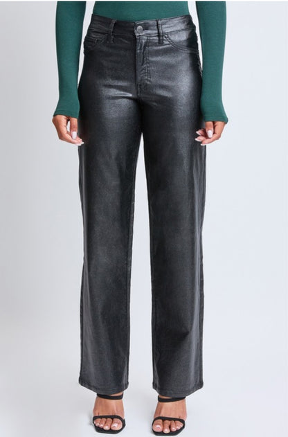 YMI Jr & Jr Plus Metallic Faux Leather Straight Leg Jeans