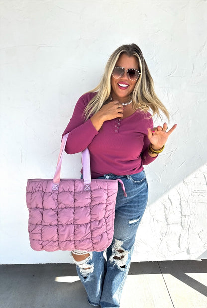 Plus Blakeley Ribbed Henley Long Sleeve Top