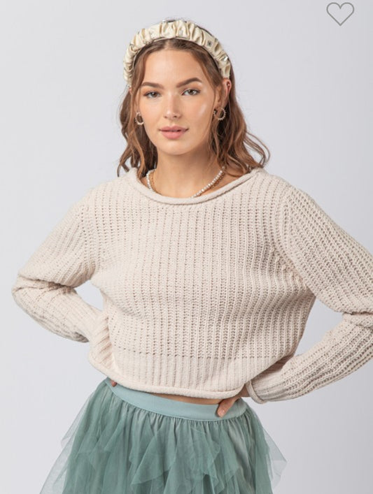 Very J Sweater with Lace Up Back