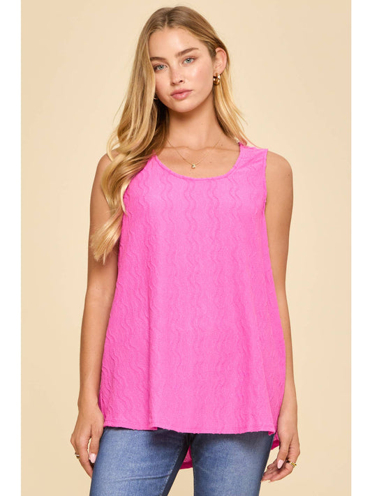 Andree by Unit Hot Magenta Textured Sleeveless Blouse