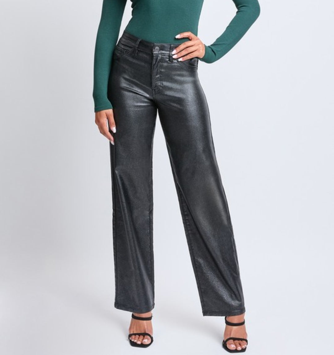 YMI Jr & Jr Plus Metallic Faux Leather Straight Leg Jeans