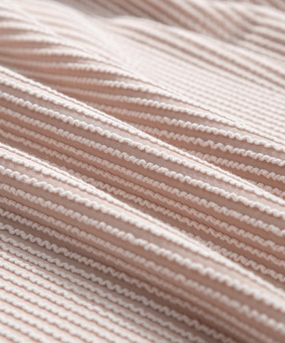 Plus Beige White Collared V-neck Ribbed Long Sleeve Top