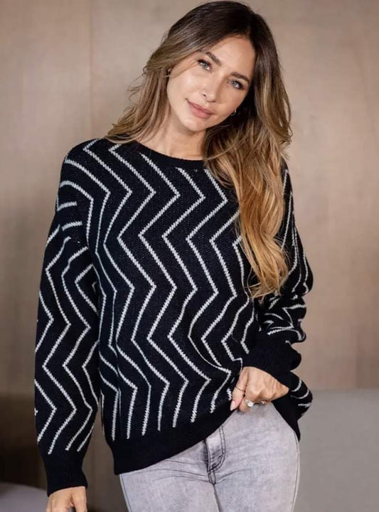 Black White Zig Zag Sweater