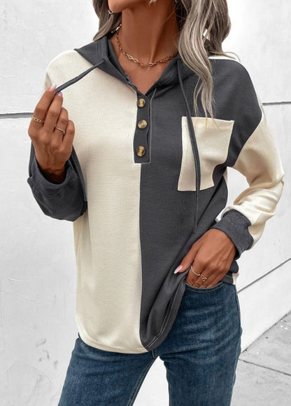 Gray Cream Lightweight Waffle Hoodie