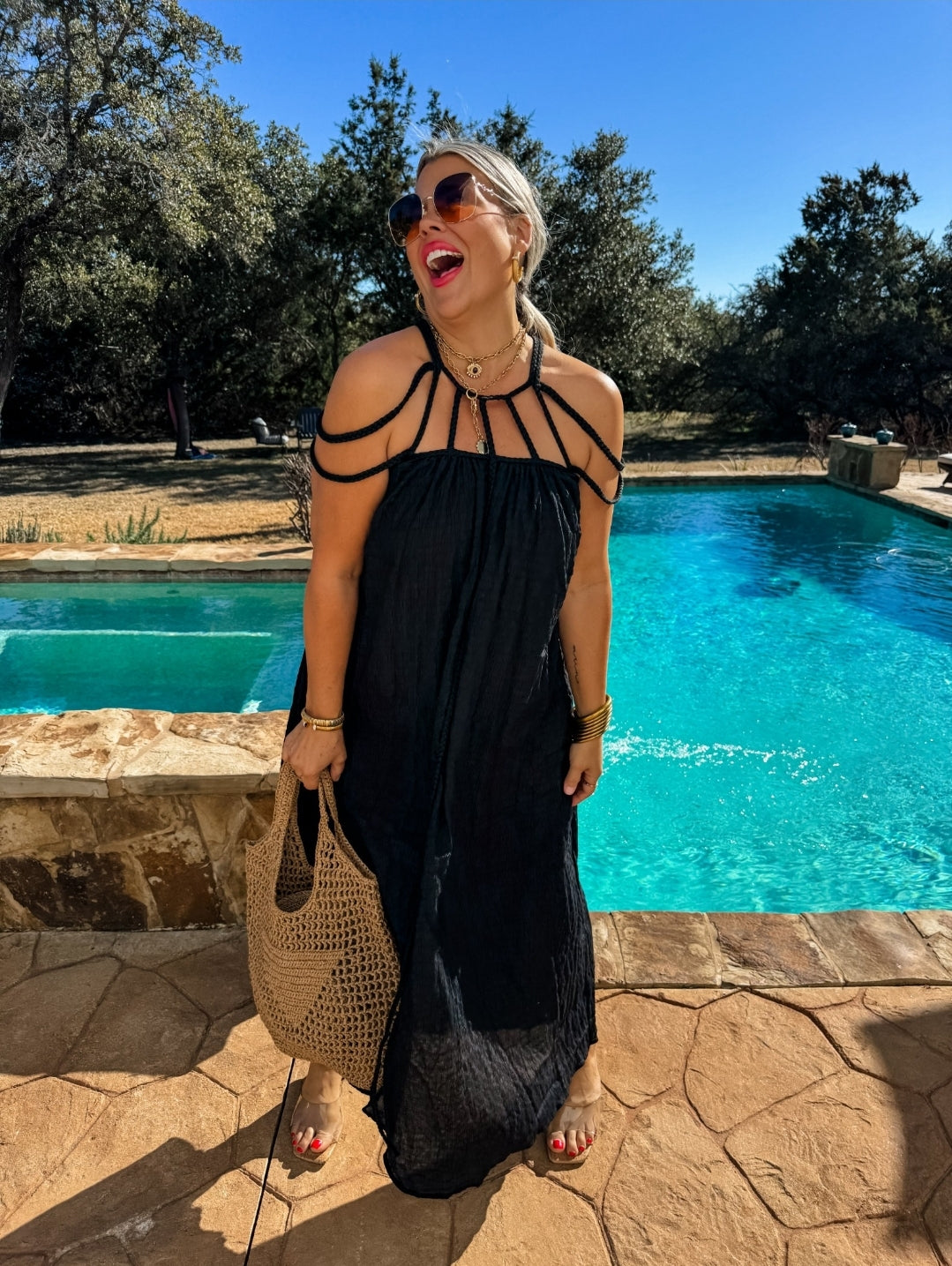 Blakeley Black Strappy Swimsuit Coverup