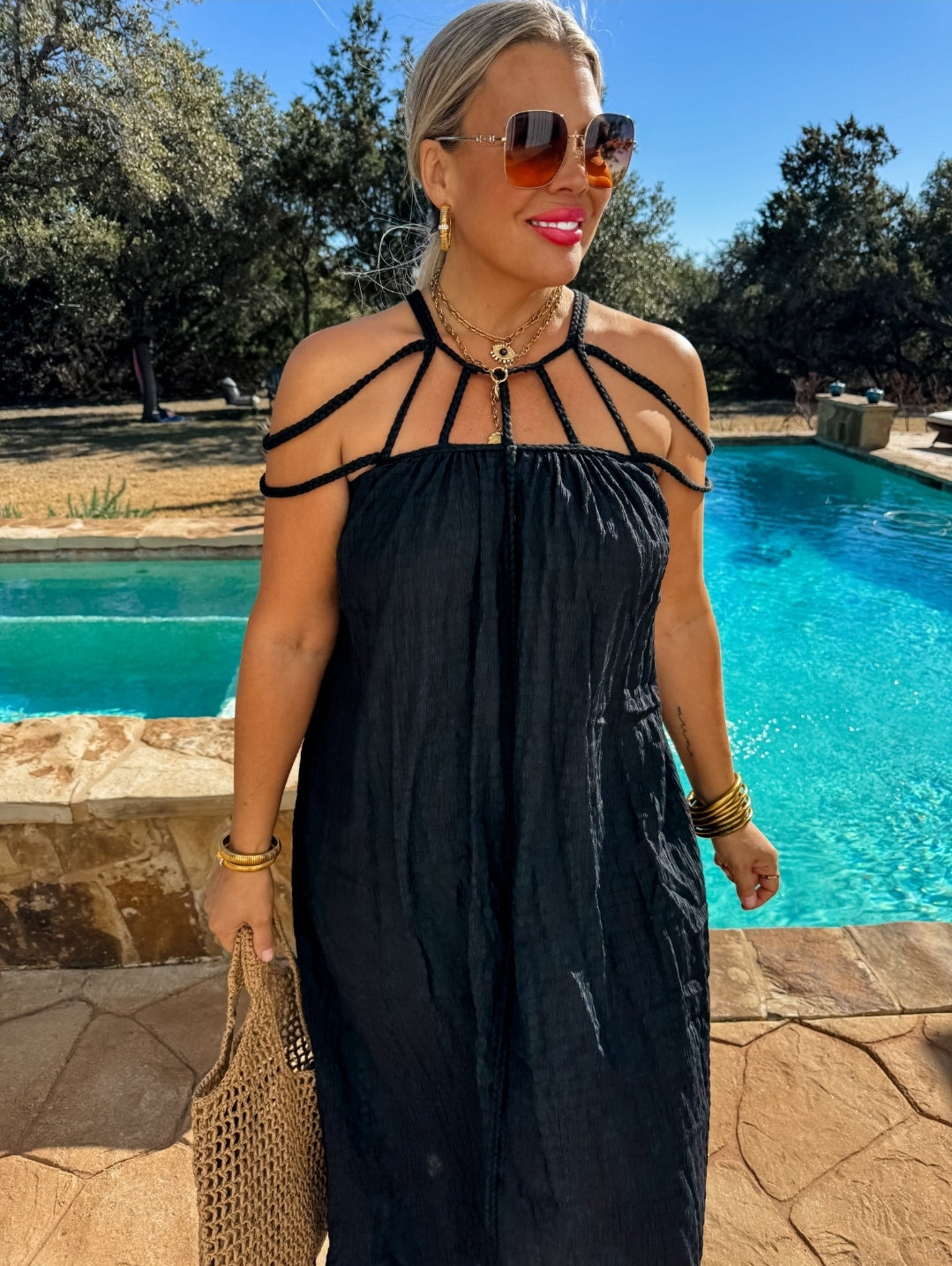 Blakeley Black Strappy Swimsuit Coverup