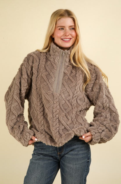 Very J Mocha Half Zip Pullover