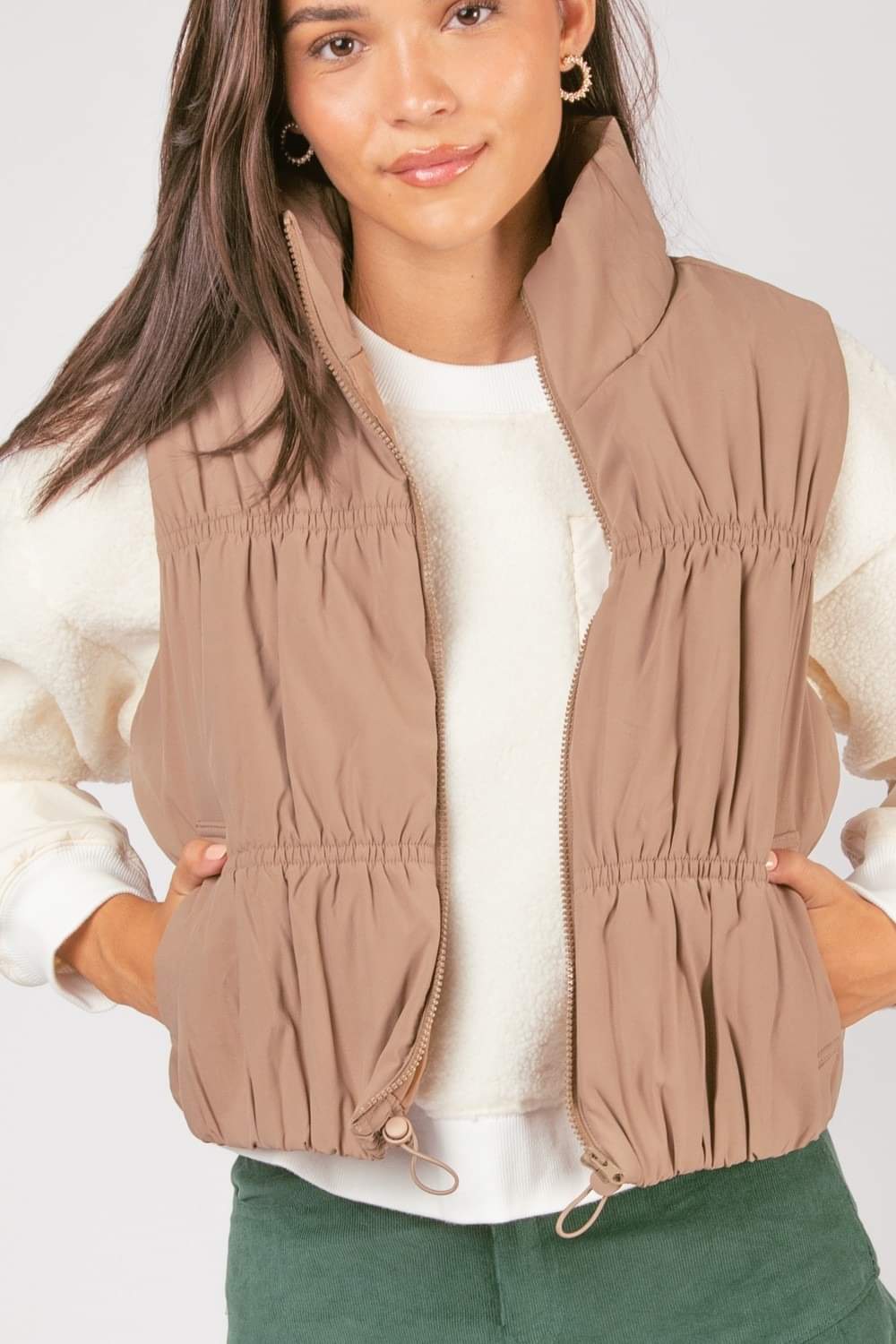 Very J Plus Khaki Puffer Vest