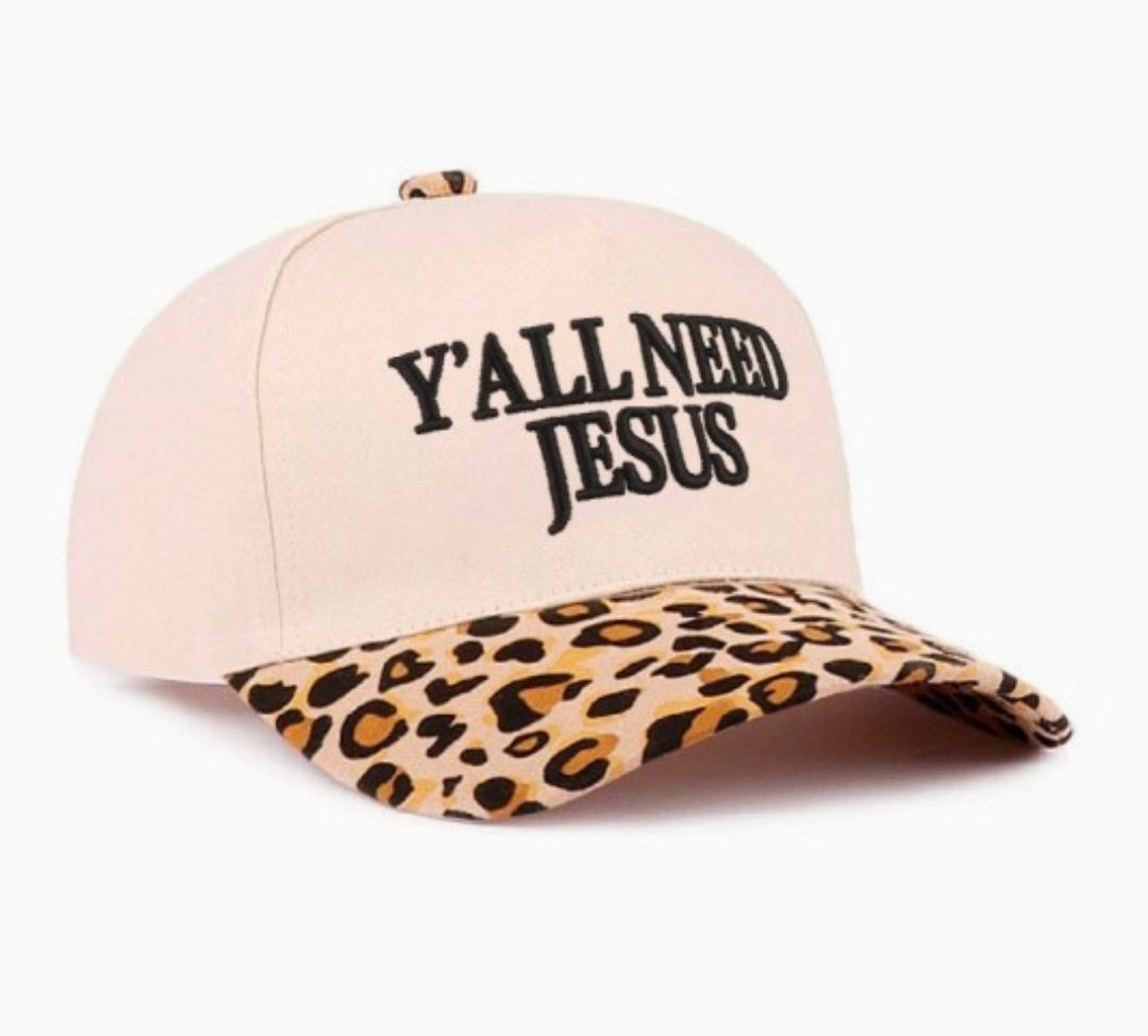 Y'ALL NEED JESUS TWO-TONE CANVAS COTTON Cap Hat