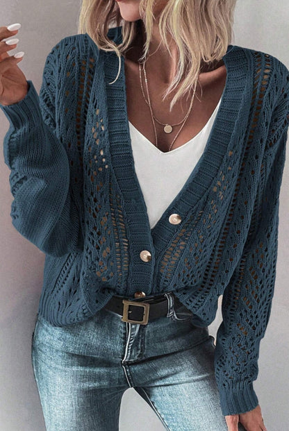 Blue Button Down Cardigan Sweater