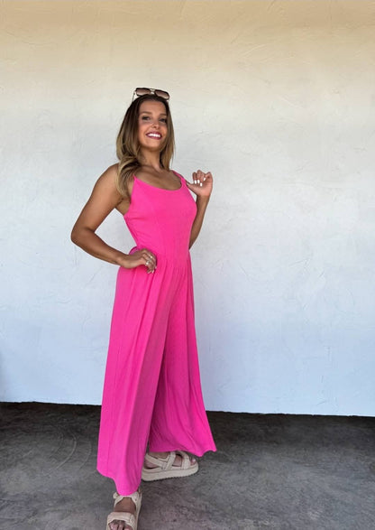 Blakeley Spaghetti Strap Wide Leg Romper Jumpsuit